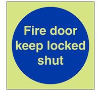 VSafety Glow In The Dark Fire Door Keep Locked Shut Panneau autocollant en vinyle 150 mm x 150 mm