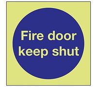 VSafety Glow In The Dark Fire Door Keep Shut Plaque en vinyle autocollant 100 mm x 100 mm