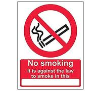 Vsafety "Il est contre la loi de fumée dans CE" Sign, (lot de 3), 150 mm x 200 mm, 3