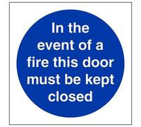 VSafety In The Event Of Fire This Door Must Be Closed Panneau carré en plastique rigide 100 mm x 100 mm