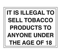 VSafety It Is Illegal To Sell Tobacco Products To Anyone Under The Age Of 18 Panneau en vinyle autocollant Paysage 400 mm x 300 mm