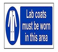 VSafety Lab Coats Must Be Worn In This Area Panneau PPE - Paysage - 300 mm x 100 mm - Plastique rigide de 1 mm