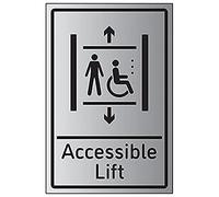 VSafety Lève-personne accessible - 150 mm x 200 mm - 1,6 mm en plastique rigide effet aluminium