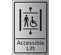 VSafety Lève-personne accessible - 200 mm x 300 mm - 1,6 mm en plastique rigide effet aluminium