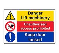 Vsafety "Lift Machinery accès non Autorisé est interdite", 2 mm Plastique rigide, 300 mm x 200 mm