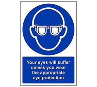 Vsafety Lot de 3 panneaux avec inscription « Your Eyes Will Suffer Unless You Wear », 200mm x 300mm, 3