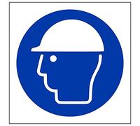 VSafety Lot de 3 panneaux carrés avec logo de casque de sécurité, 100mm x 100mm, 3