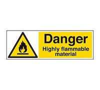 VSafety Lot de 3 panneaux « Danger Highly Flammable Material », 600mm x 200mm, 3