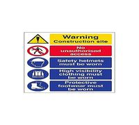 VSafety Lot de 3 panneaux de sécurité multi-danger pour sites de sécurité et haute visibilité..., 300mm x 400mm, 3