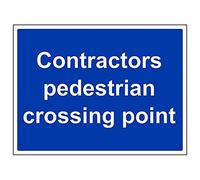 VSafety Lot de 3 panneaux de signalisation « Contractors Pedestrian Crossing Point », 400mm x 300mm, 3