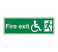 VSafety Lot de 3 panneaux de signalisation pour fauteuil roulant Final Fire Exit Man Right, 600mm x 200mm, 3