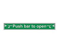 VSafety Lot de 3 panneaux "Push Bar to Open" Paysage, 600mm x 75mm, 3