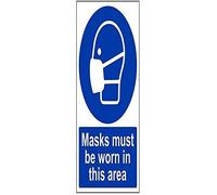 VSafety Marks Must Be Worn In This Area Panneau PPE - Portrait - 200 mm x 300 mm - Plastique rigide de 1 mm