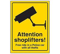 VSafety Panneau Attention Shoplifters - 150 mm x 200 mm - Plastique rigide
