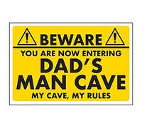 VSafety Panneau autocollant Beware/You Are Now Entering Dad's Man Cave - 300 mm x 200 mm