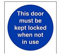 VSafety Panneau autocollant en vinyle avec inscription This Door To Be Kept Locked When Not In Use - Carré - 100 x 100 mm