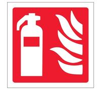 VSafety Panneau autocollant en vinyle avec logo Extincteur - Carré - 100 mm x 100 mm