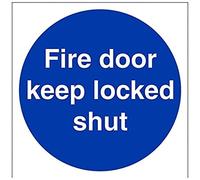 VSafety Panneau autocollant en vinyle pour porte coupe-feu Keep Locked Shut - Carré - 150 mm x 150 mm