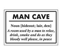 VSafety Panneau autocollant Inscription Man Cave/Noun (cachette, tanière, tan) 300 mm x 200 mm