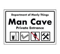 VSafety Panneau autocollant pour entrée privée avec inscription « Department of Manly Things/Man Cave/Private » 300 mm x 200 mm