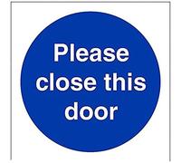 VSafety Panneau carré en plastique rigide avec inscription « Please Close This Door Mandatory » 100 x 100 mm