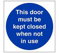 VSafety Panneau carré en plastique rigide avec inscription « This Door To Be Kept Closed When Not In Use » 150 x 150 mm