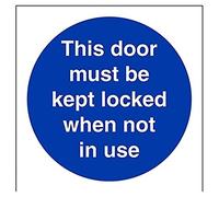VSafety Panneau carré en plastique rigide avec inscription This Door To Be Kept Locked When Not In Use - 100 x 100 mm