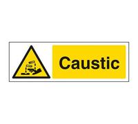 VSafety Panneau d'avertissement caustique - Paysage - 300 mm x 100 mm - 1 mm en plastique rigide