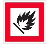 VSafety Panneau d'avertissement en forme de diamant avec logo gaz inflammable - Carré - 200 mm x 200 mm - Vinyle autocollant