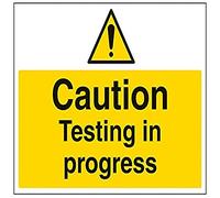 VSafety Panneau d'avertissement en plastique rigide avec inscription « Caution, Testing In Progress » 400 mm x 300 mm