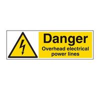 VSafety Panneau d'avertissement en plastique rigide avec inscription « Danger, Overhead Electric Power Lines » 600 mm x 200 mm