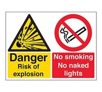 VSafety Panneau d'avertissement en vinyle autocollant pour danger d'explosion - Paysage - 400 mm x 300 mm