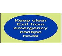Vsafety Panneau de porte autocollant en vinyle avec inscription « Keep Clear Exit From Emergency Escape Route Fire » 200 mm x 200 mm