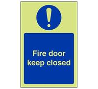 VSafety Panneau de porte « Glow In The Dark Fire Door Keep Closed » - Portrait - 150 mm x 200 mm - Vinyle autocollant