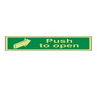 VSafety Panneau de porte phosphorescent en vinyle autocollant Push to Open 600 mm x 200 mm