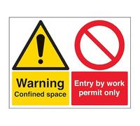 VSafety Panneau de sécurité en aluminium composite pour espace confiné/entrée par permis de travail uniquement, 800 x 600 mm, 3 mm