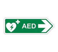 Vsafety Panneau de sécurité en forme de flèche Aed à droite - 300 x 100 - 1 mm en plastique rigide