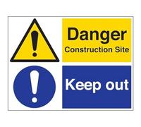 VSafety Panneau de sécurité en plastique rigide Motif Danger Construction Site/Keep Out 800 x 600 mm 2 mm