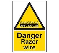 VSafety Panneau en plastique rigide 200 mm x 300 mm Motif Danger Razor Wire