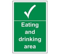 VSafety Panneau en plastique rigide avec inscription « Eating and Drinking Area » - Portrait - 200 x 300 mm - 1 mm