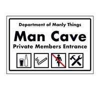 VSafety Panneau en plastique rigide avec inscription en anglais « Department of Manly Things/Man Cave/Private Member » 400 mm x 300 mm