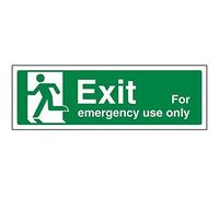 VSafety Panneau en plastique rigide avec inscription « Exit For Emergency Use Only Man Left » - Paysage - 300 mm x 100 mm - 1 mm