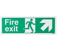 VSafety Panneau en plastique rigide avec inscription « Fire Exit » et « Arrow Up And Right » 300 x 100 mm