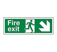 VSafety Panneau en plastique rigide avec inscription « Fire Exit » et flèche vers le bas à droite - Paysage - 300 mm x 100 mm - 1 mm