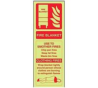 VSafety Panneau en plastique rigide avec inscription « Glow In The Dark Fire Blanket » - 100 mm x 280 mm