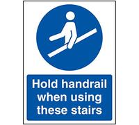 VSafety Panneau en plastique rigide avec inscription « Hold Handrail When Using these Stairs » 150 x 200 mm