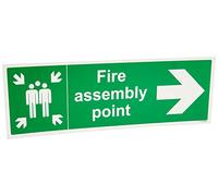 VSafety Panneau en plastique rigide avec point d'assemblage incendie et flèche droite 450 x 150 mm 1 mm