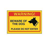 VSafety Panneau en plastique rigide jaune avec inscription « Beware Of The Dog, Please Do Not Enter » 150 x 100 mm