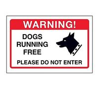 VSafety Panneau en vinyle adhésif avec inscription « Dogs Running Free, Please Do Not Enter » 200 mm x 150 mm