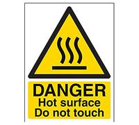 VSafety Panneau en vinyle autocollant « Danger Hot Surface Do Not Touch » - Portrait - 150 mm x 200 mm